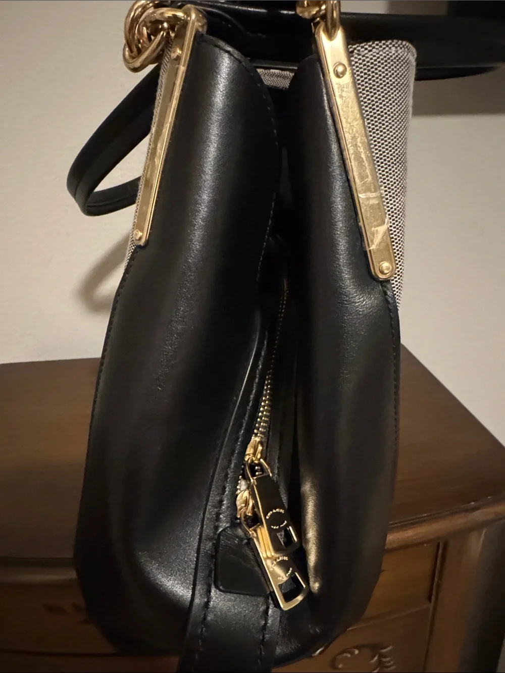 Coach Canvas & Leather Shoulder Bag in Gray and Black